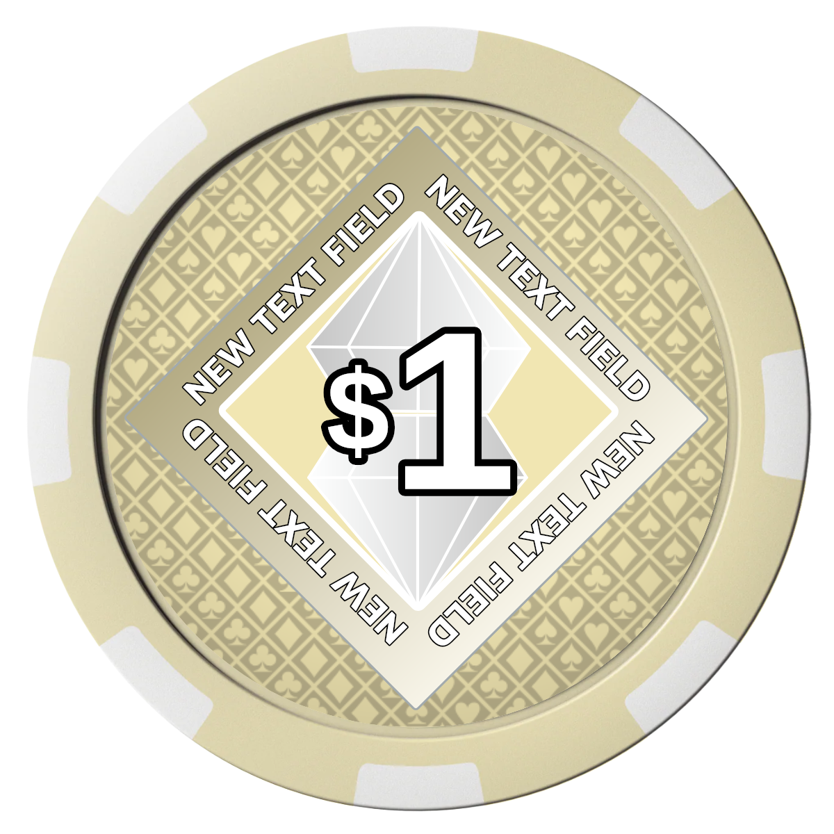 Diamond in the Rough Composite Poker Chips - Ivory / 8 Spot - Front