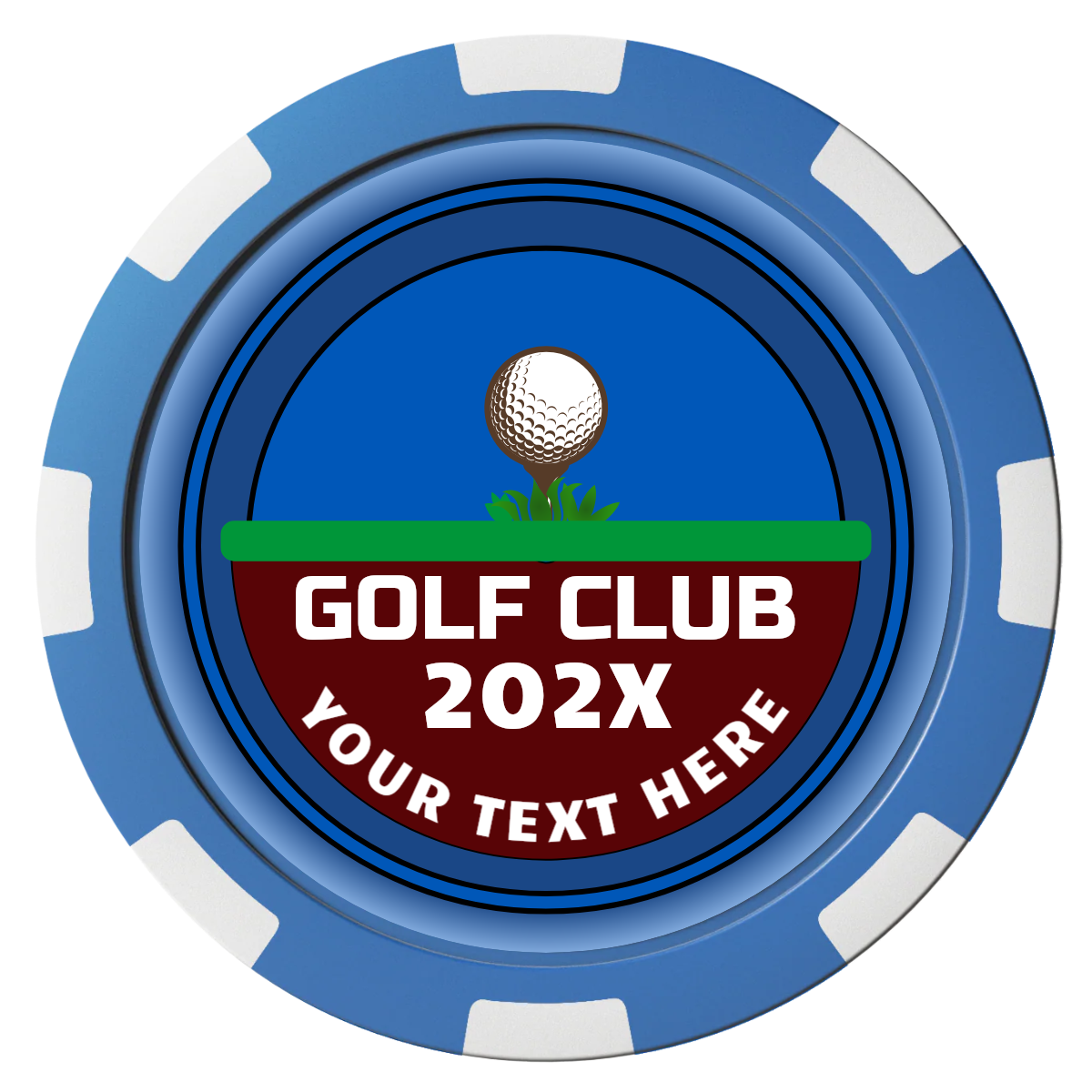 Teed Up Magnetic Composite Poker Chips - Blue / 8 Spot - Back