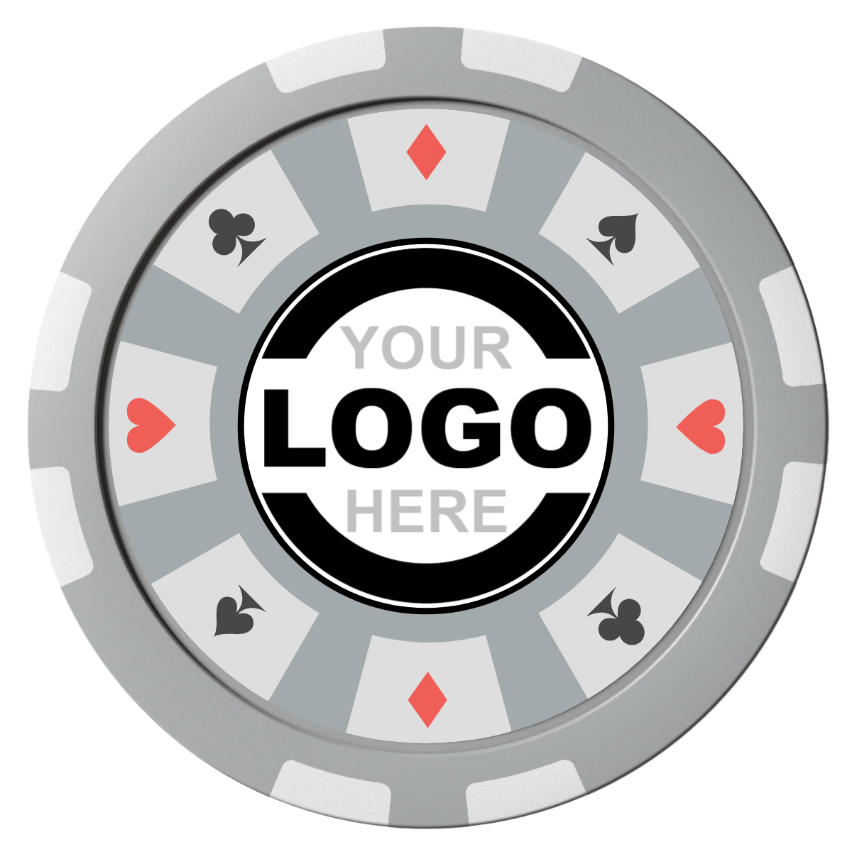 Suit 8 Your Logo Composite Poker Chips - Gray / 8 Stripe - Front