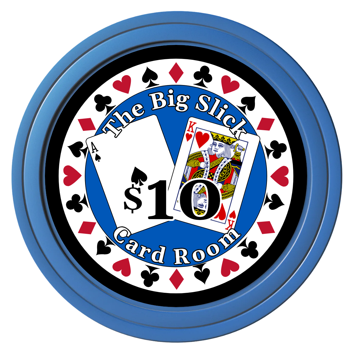 AK Big Slick Composite Poker Chips - Blue / Solid - Back