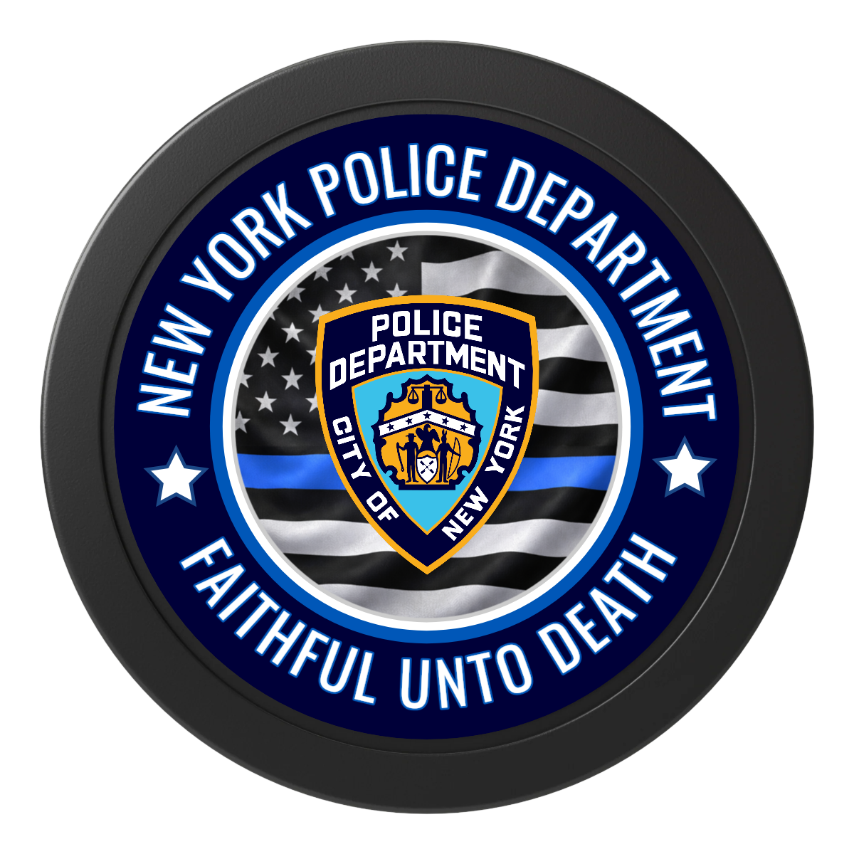 NYPD Safe and Fair 2" Oversized Poker Chips - Black - Front