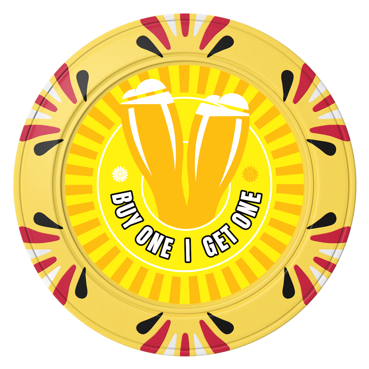 Double Pint Clay Poker Chips - Yellow / Macau / 40mm - Front