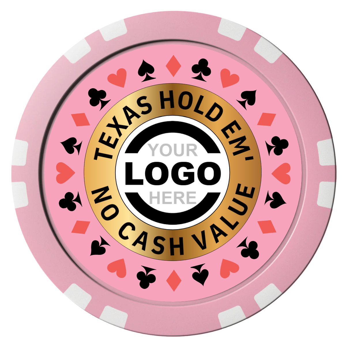 Texas Hold Em' Composite Poker Chips - Pink / Double Stripe - Front