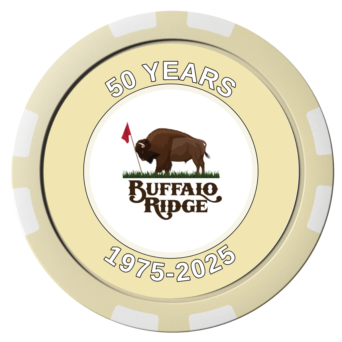 Branded Golf Pro Shop Composite Poker Chips - Ivory / 8 Stripe - Front