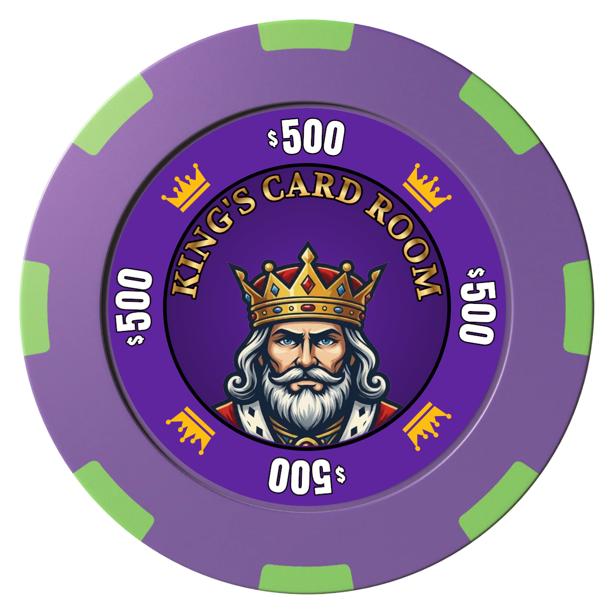 Kings Clay Poker Chips - Purple / 8 Spot (2 Tone) / 40mm - Front