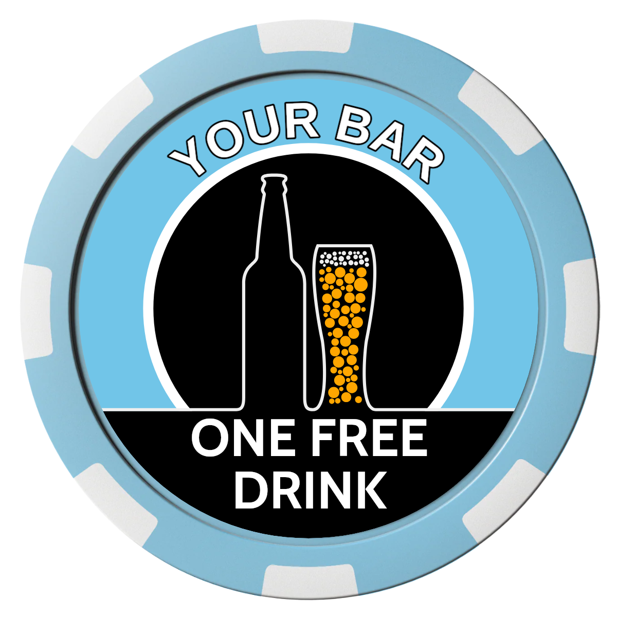 Beer and Glass Composite Poker Chips - Light Blue / 8 Spot - Front