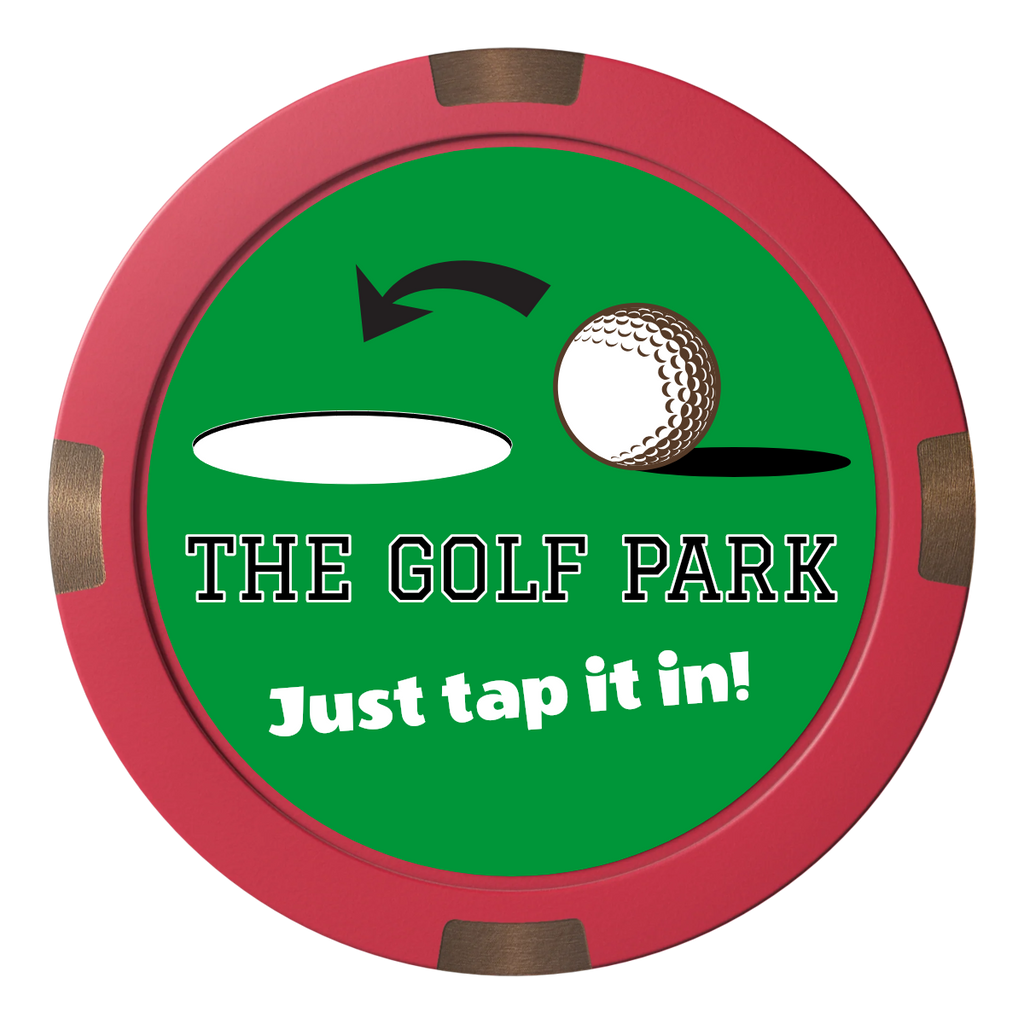 Golf Slogan Composite & Metal Hybrid Poker Chips - Red - Front