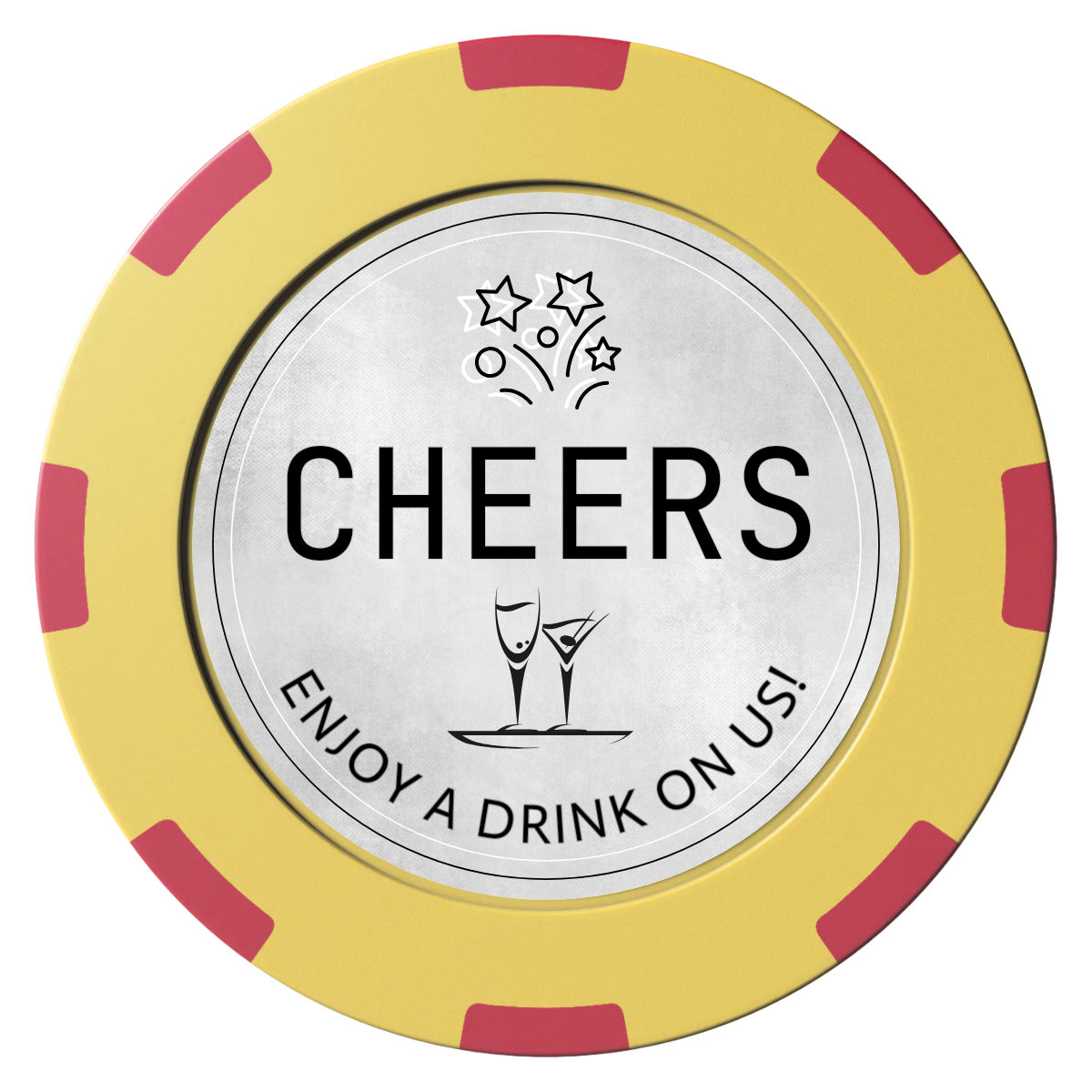 Chique Wedding Token Clay Poker Chips - Yellow / 8 Spot (2 Tone) / 40mm - Front
