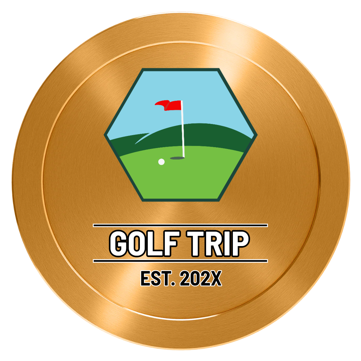 Golf Trip #001 Aluminum Poker Chips - Gold - Back