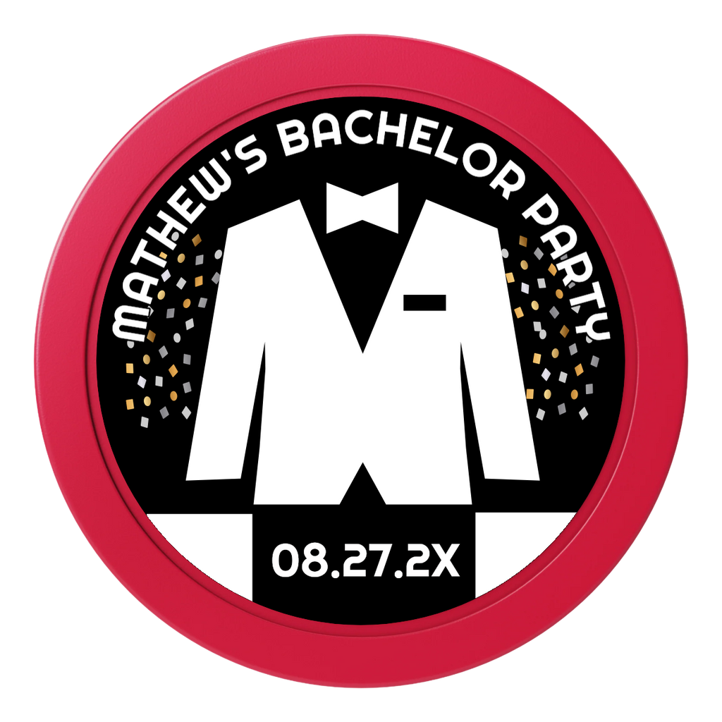 Bachelor No More Bowtie 2" Oversized Poker Chips - Red - Back