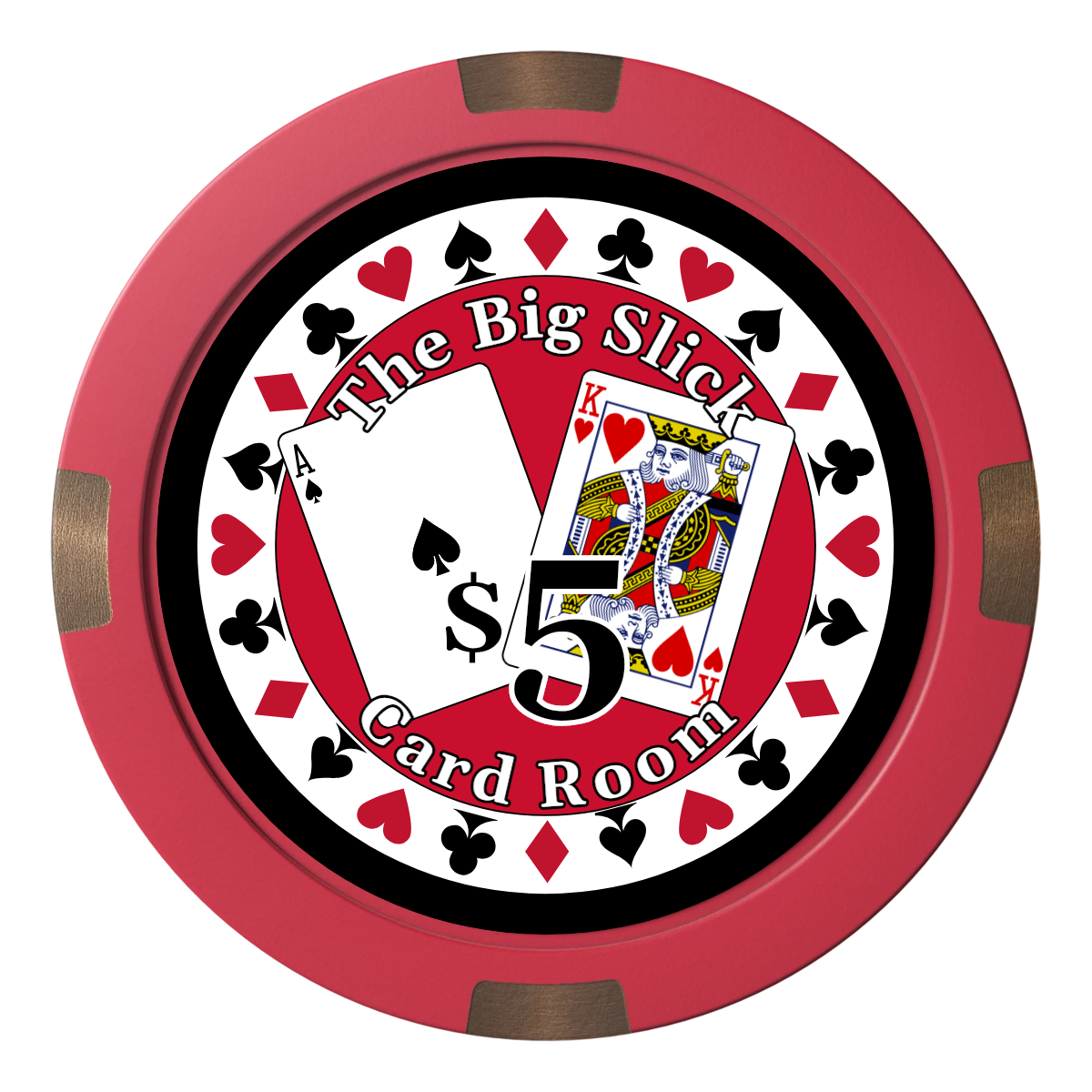 AK Big Slick Composite & Metal Hybrid Poker Chips - Red - Front