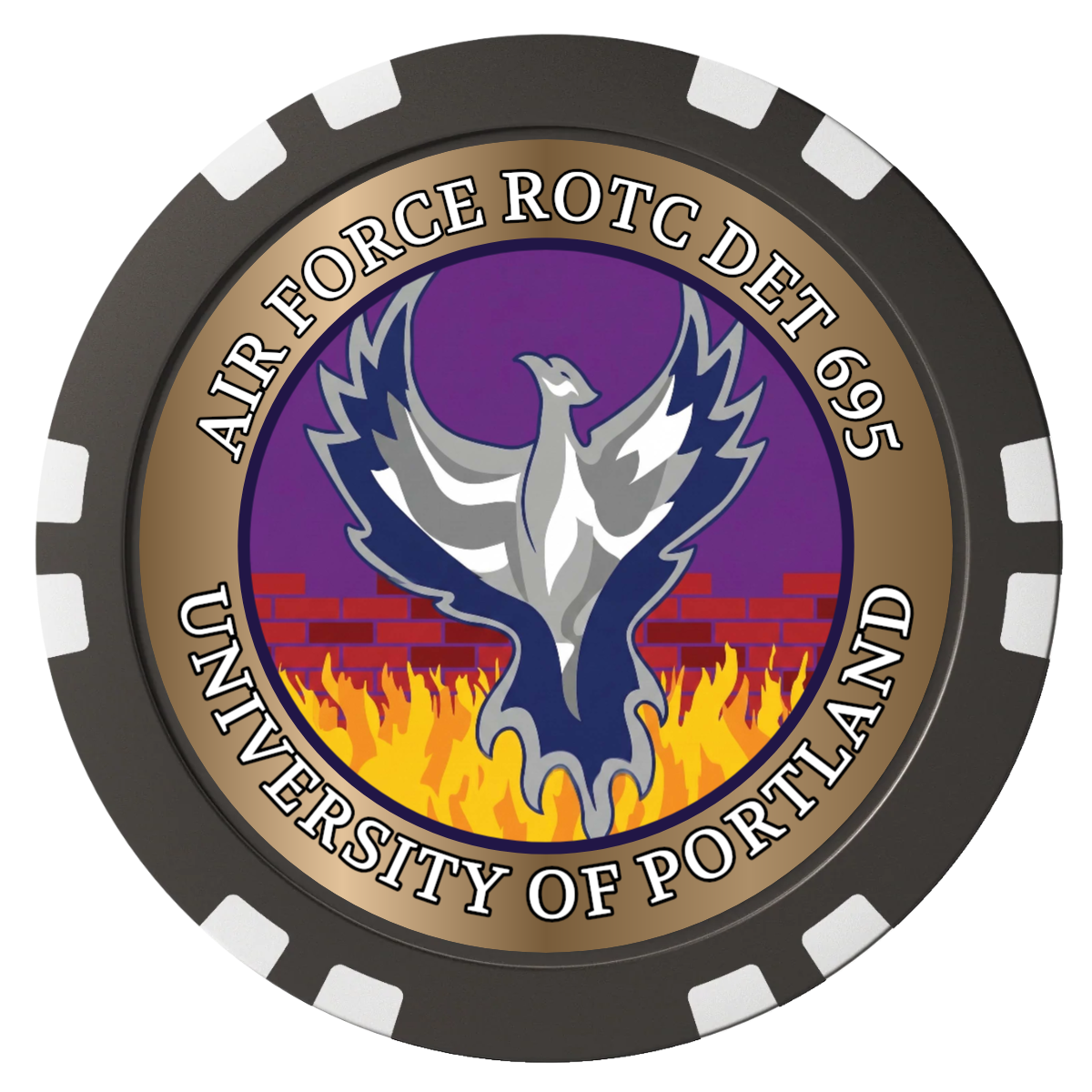 Air Force ROTC Det 695 Composite Poker Chips - Black / Double Stripe - Front