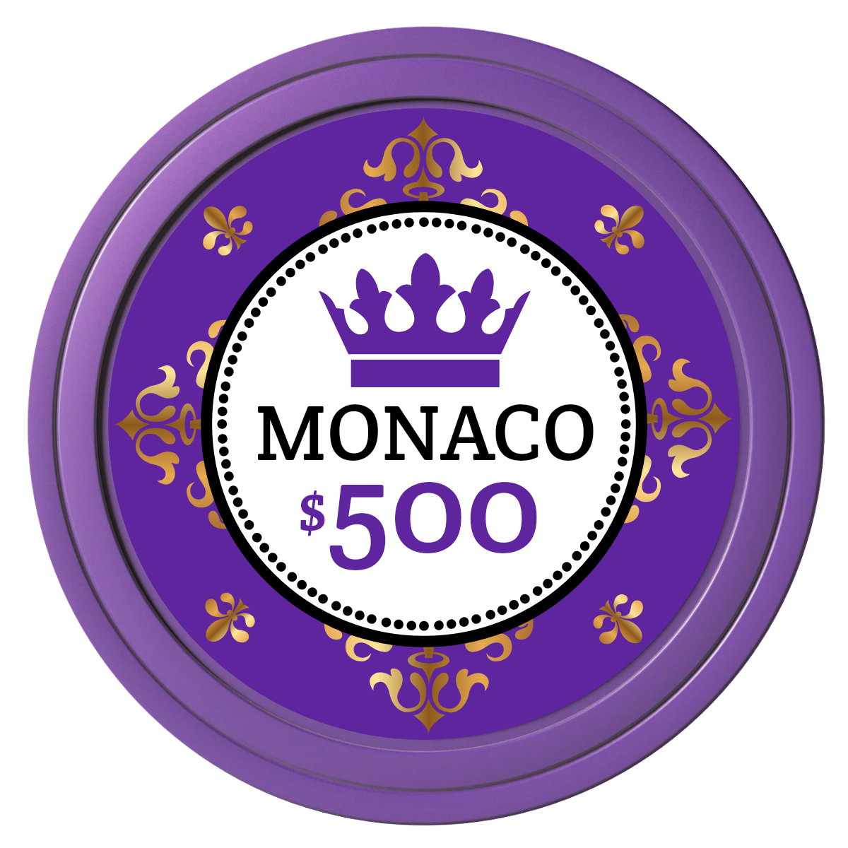 Monaco #001 Composite Poker Chips - Purple / Solid - Front