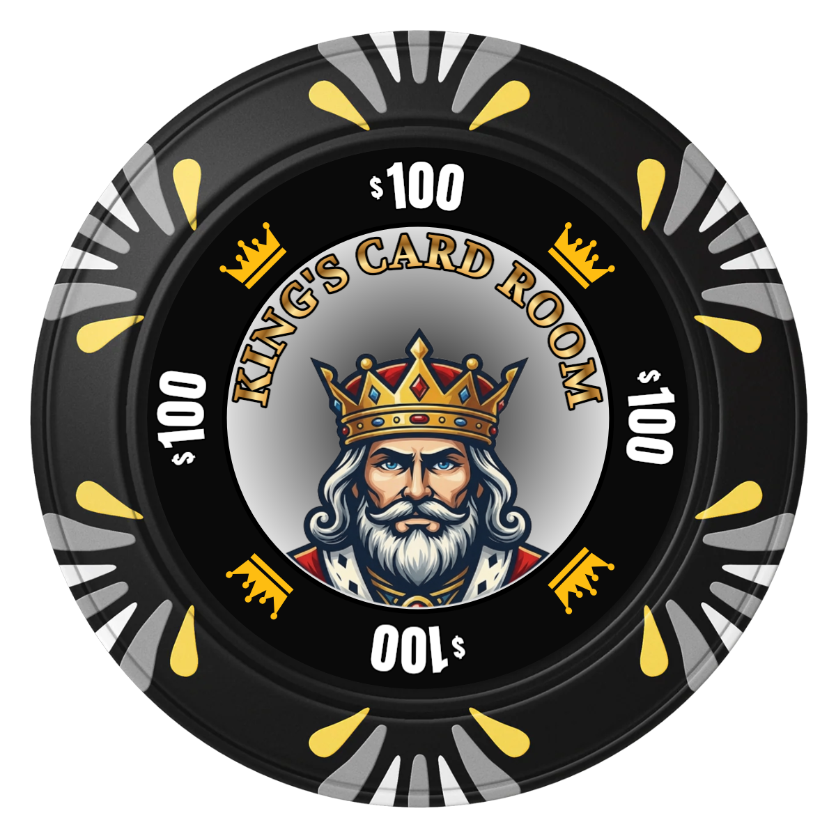 Kings Clay Poker Chips - Black / Macau / 40mm - Front