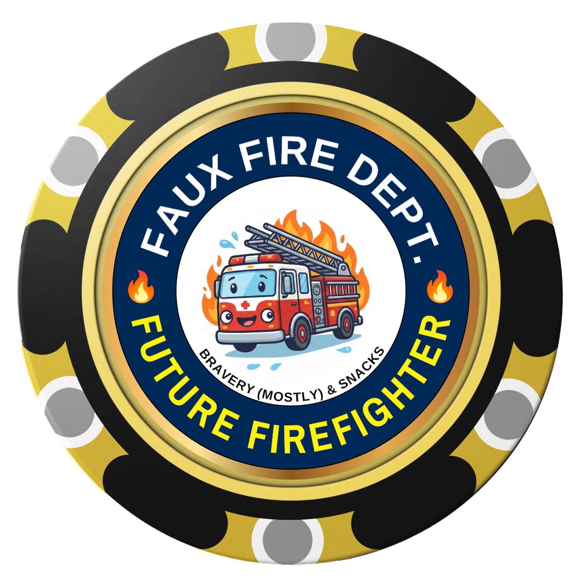 Future Firefighter Clay Poker Chips - Black / Monte Carlo / 40mm - Back