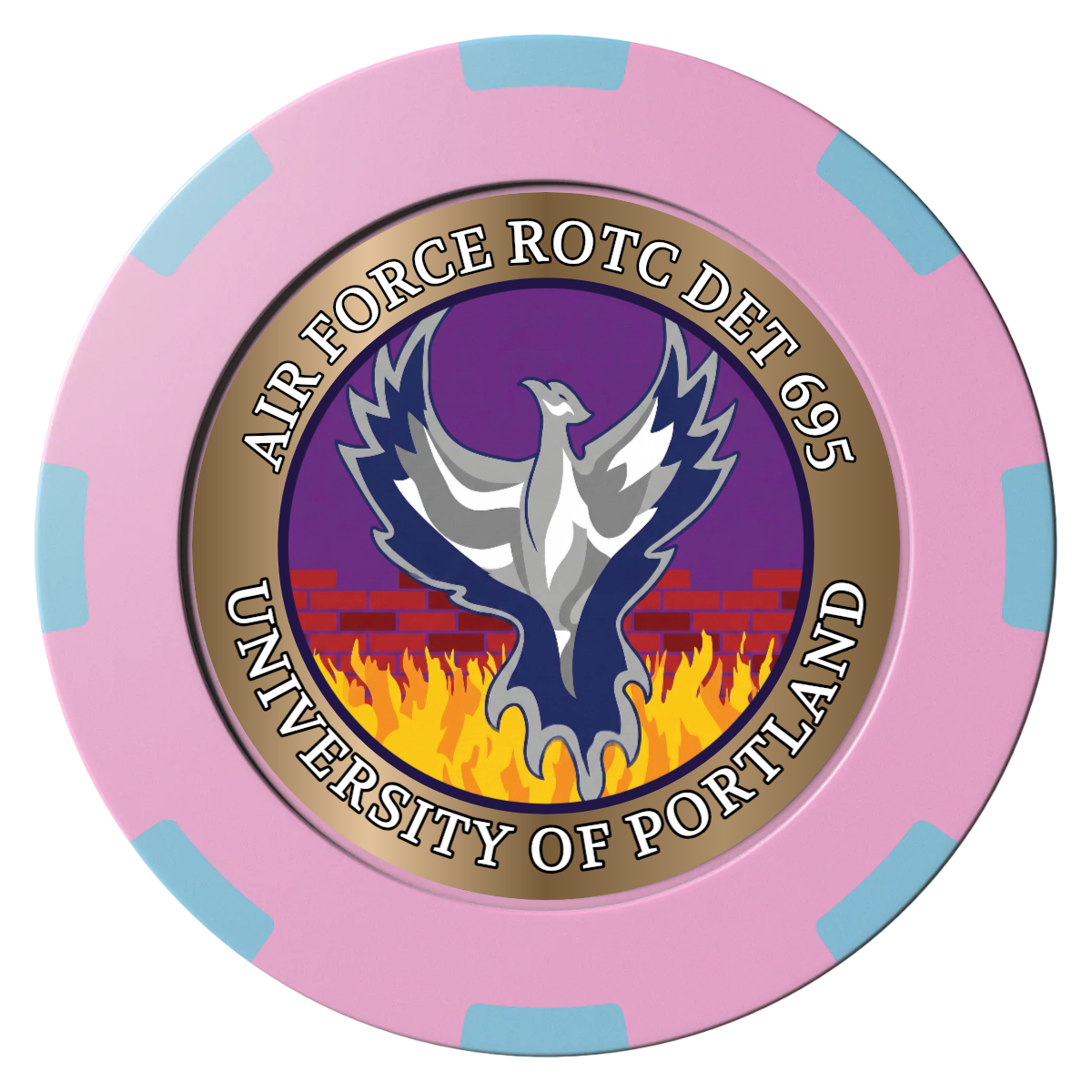 Air Force ROTC Det 695 Clay Poker Chips - Pink / 8 Spot (2 Tone) / 40mm - Front