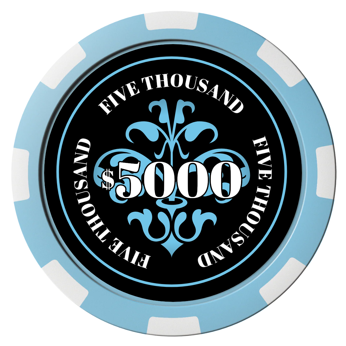 Gothic Revival Composite Poker Chips - Light Blue / 8 Spot - Front