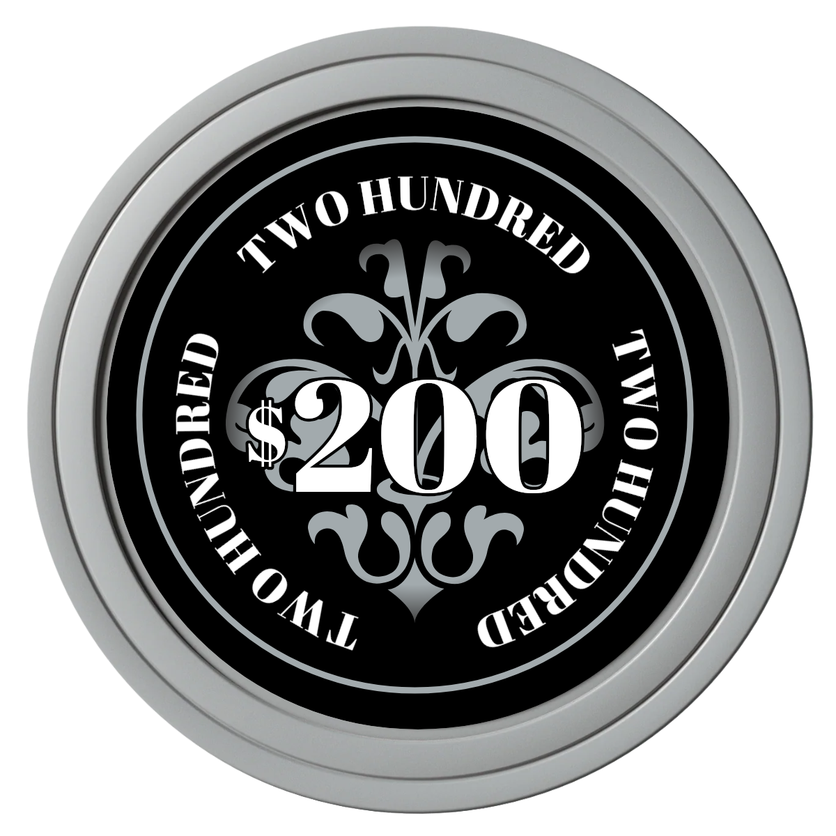 Gothic Revival Composite Poker Chips - Gray / Solid - Front