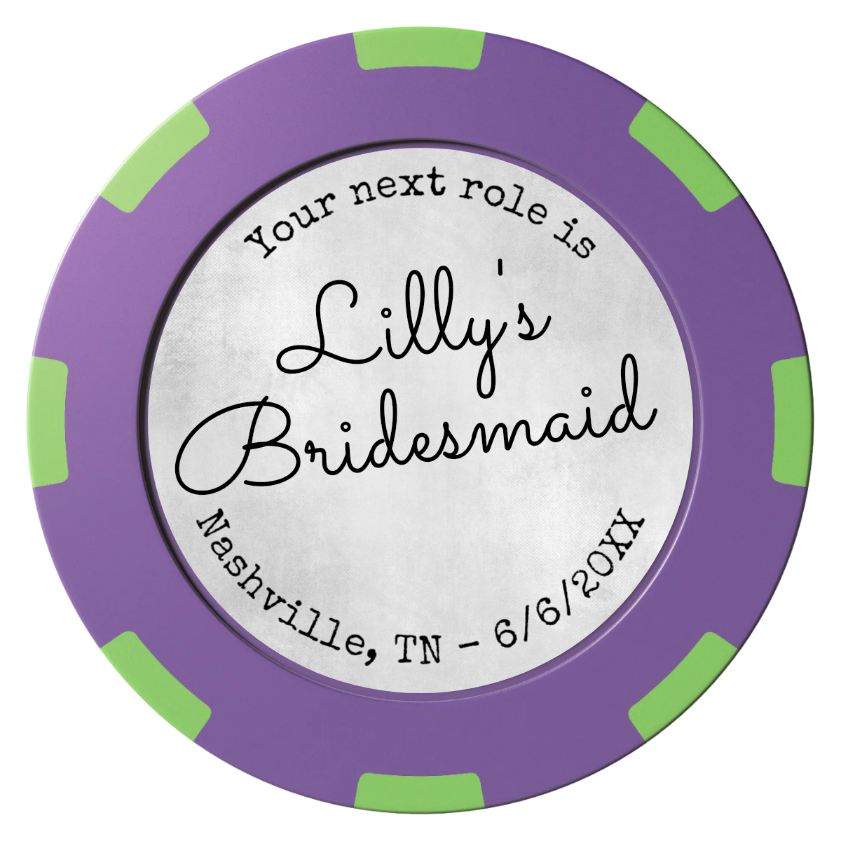 Be My Bridesmaid Simple Clay Poker Chips - Purple / 8 Spot (2 Tone) / 40mm - Front