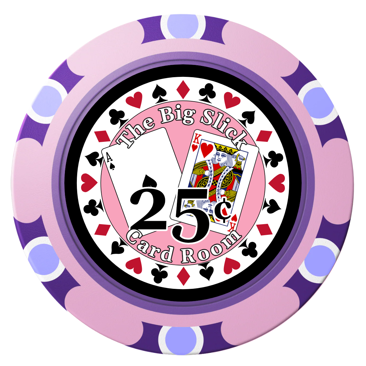 AK Big Slick Clay Poker Chips - Pink / Monte Carlo / 40mm - Front