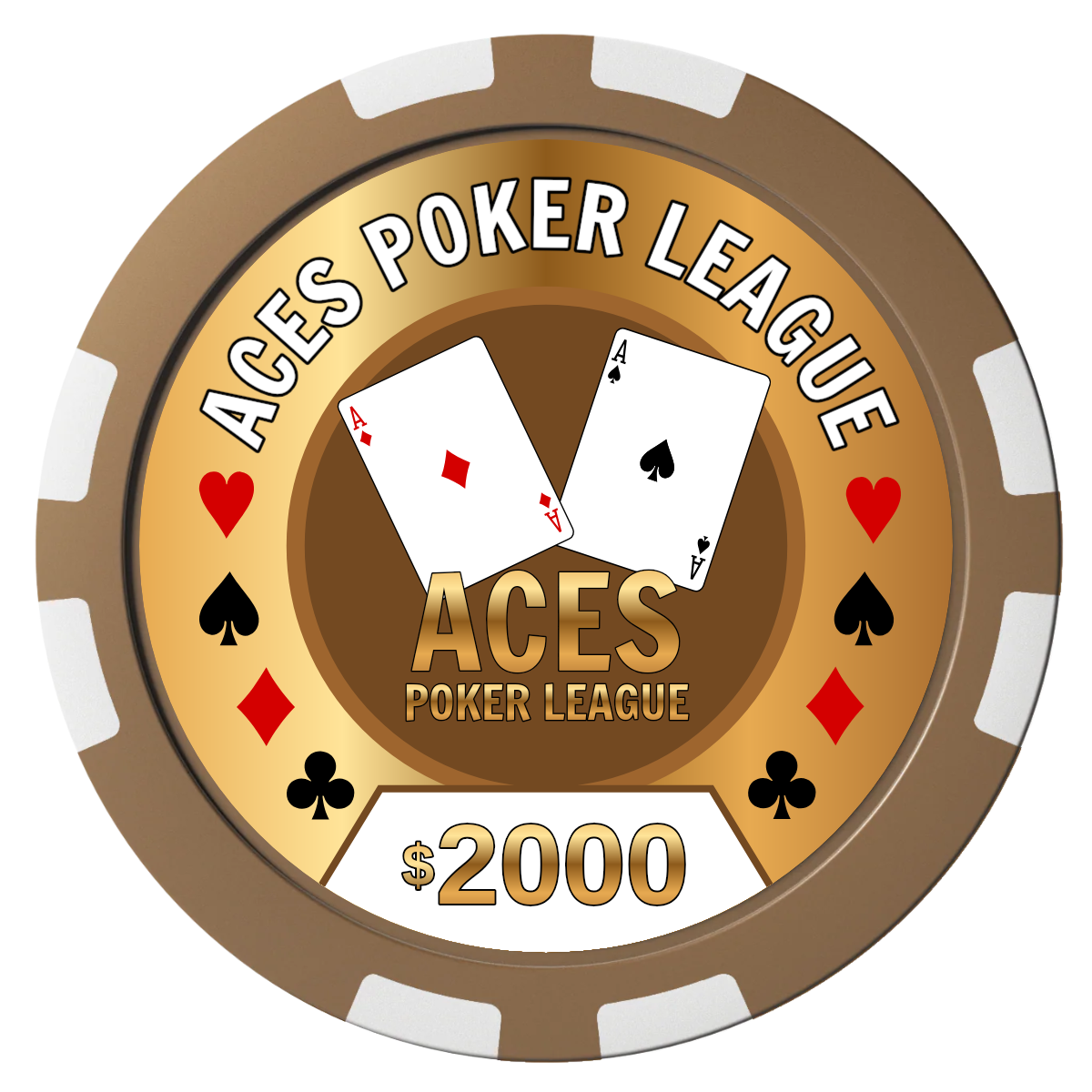 Aces Poker League Composite Poker Chips - Brown / 8 Stripe - Front