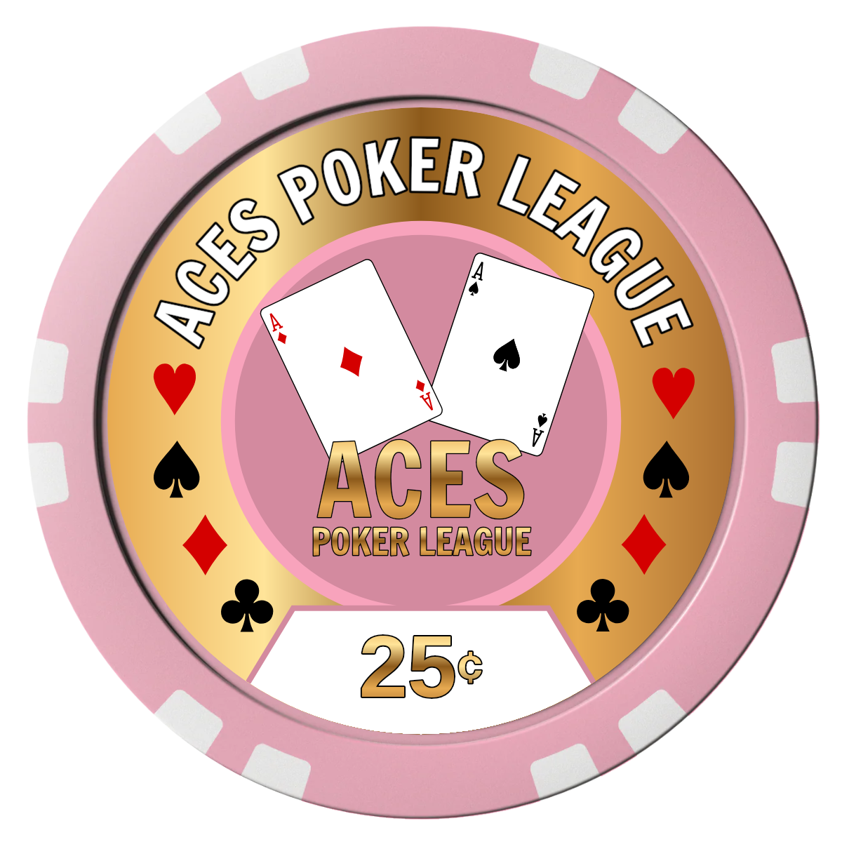 Aces Poker League Composite Poker Chips - Pink / Double Stripe - Front