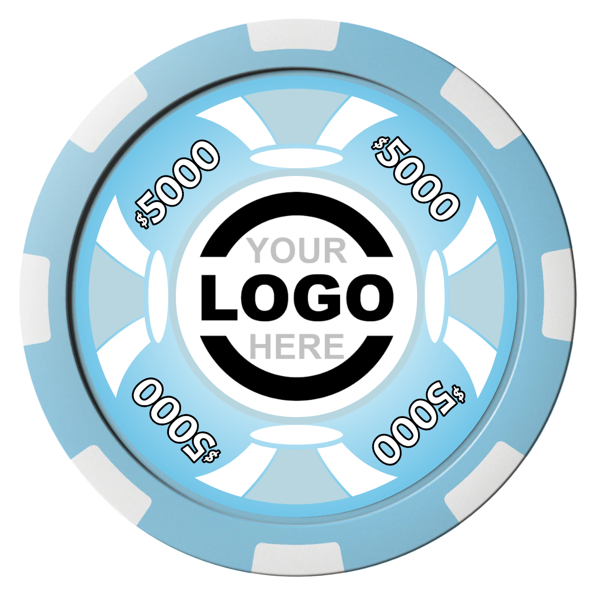 Alan Baker 4-2S A Composite Poker Chips - Light Blue / 8 Spot - Front