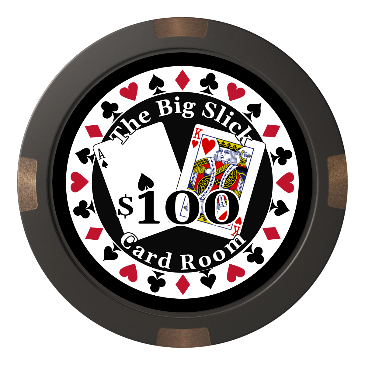AK Big Slick Composite & Metal Hybrid Poker Chips - Black - Front