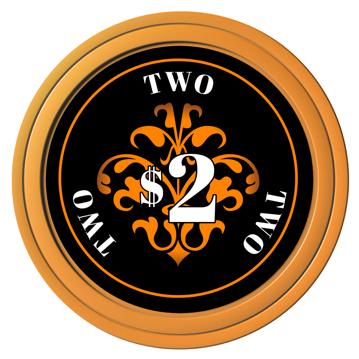 Gothic Revival Composite Poker Chips - Orange / Solid - Front