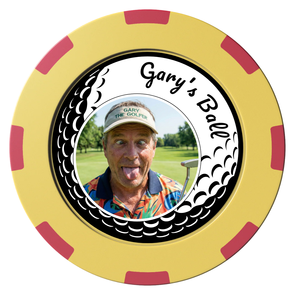 Gary's Ball Clay Poker Chips - Yellow / 8 Spot (2 Tone) / 40mm - Front