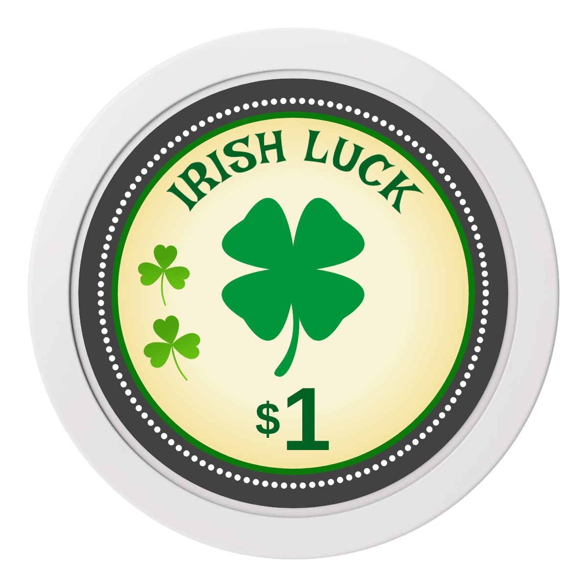 Irish Luck 2" Oversized Poker Chips - White - Back