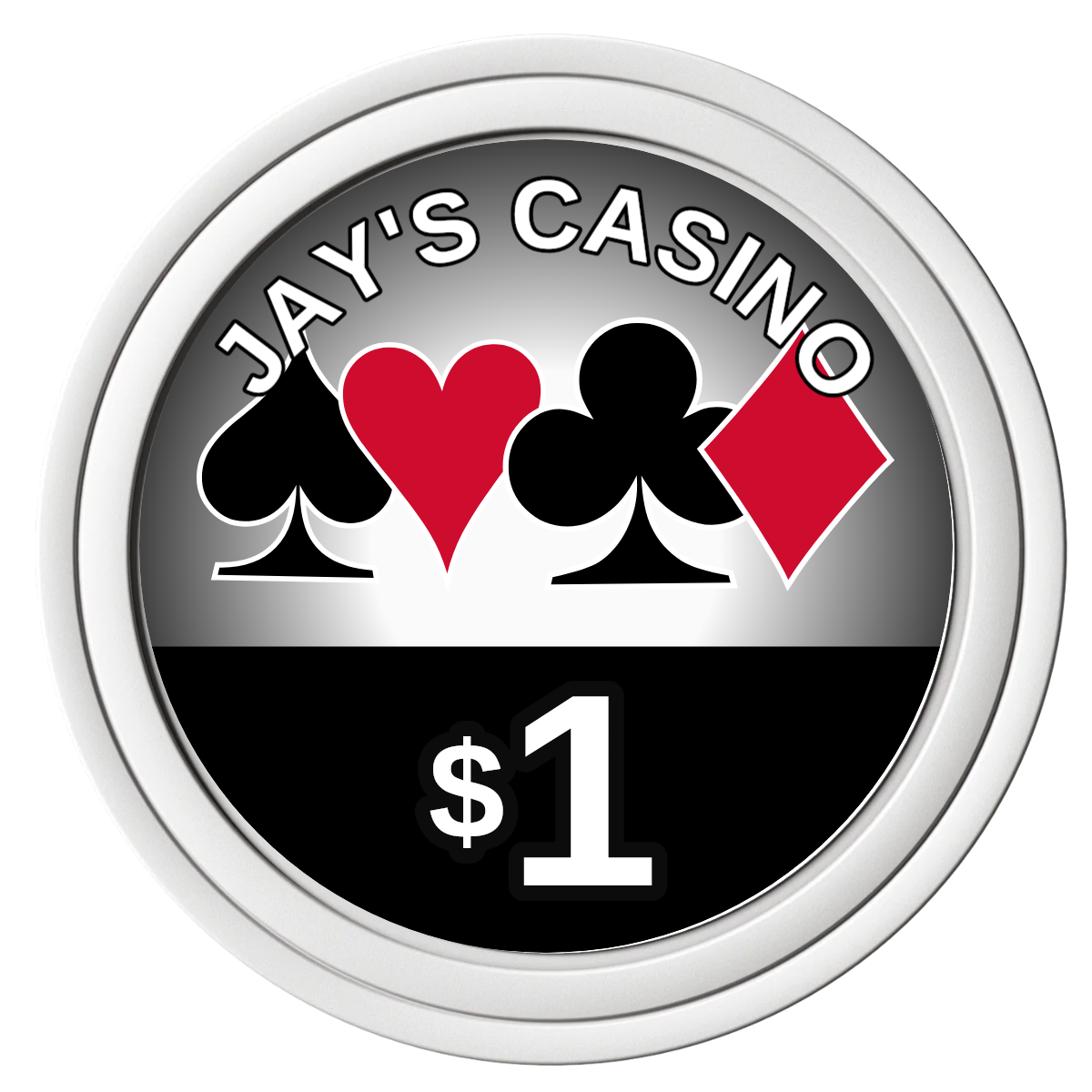 Jay's Casino Composite Poker Chips - White / Solid - Front