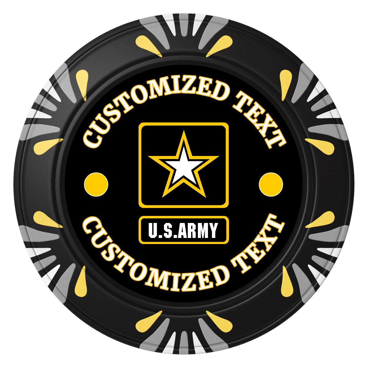 Army Strong Clay Poker Chips - Black / Macau / 40mm - Back