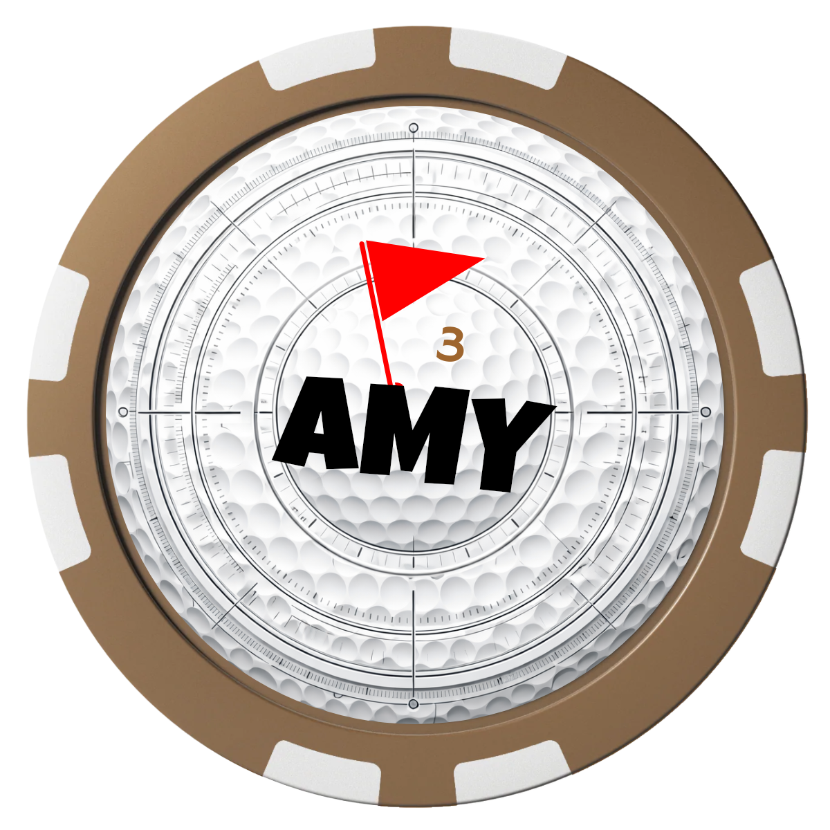 Ball Marcus Jr. Composite Poker Chips - Brown / 8 Stripe - Front