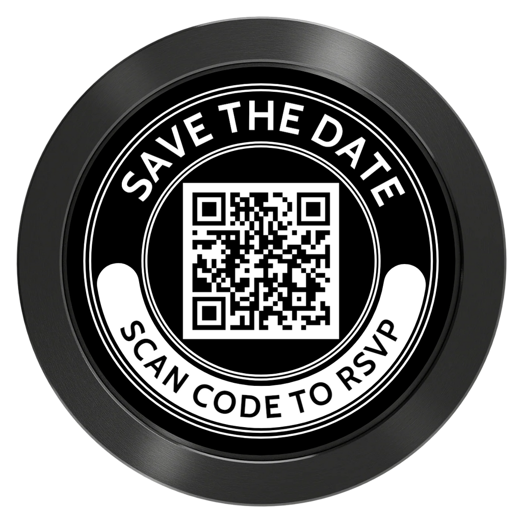 Save the Date Photo QR Code Aluminum Poker Chips - Black - Back