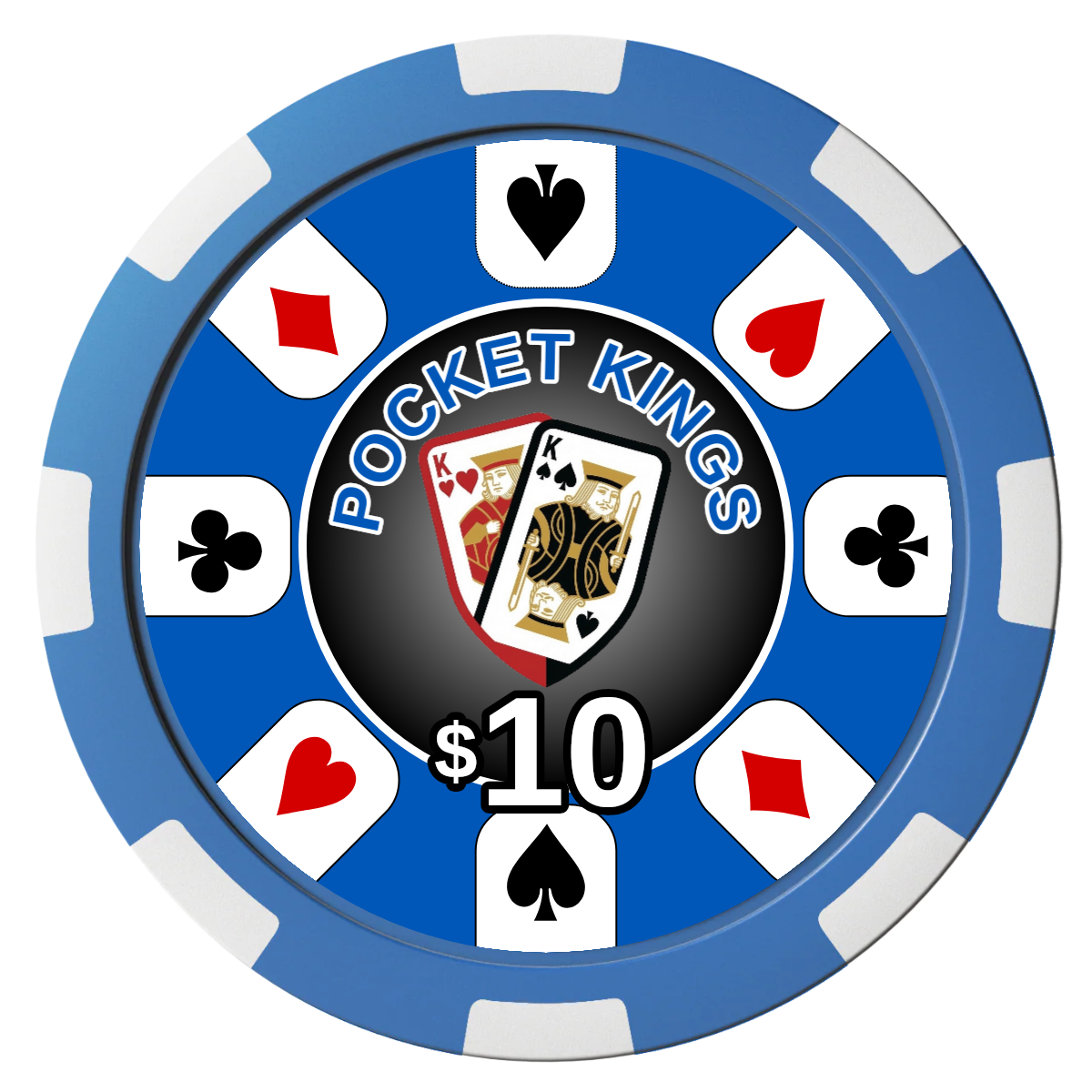 Pocket Kings Composite Poker Chips - Blue / 8 Spot - Front