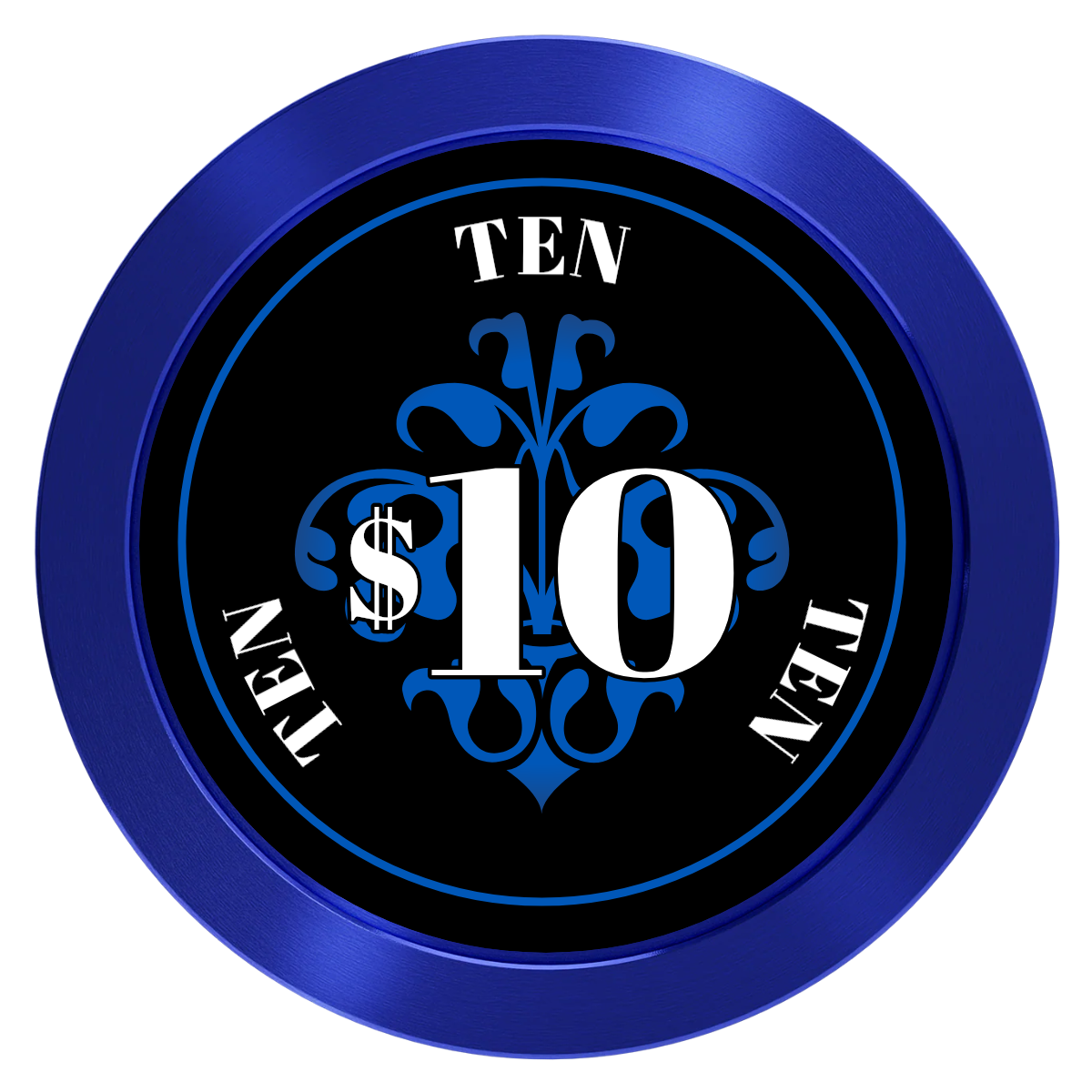 Gothic Revival Aluminum Poker Chips - Blue - Front