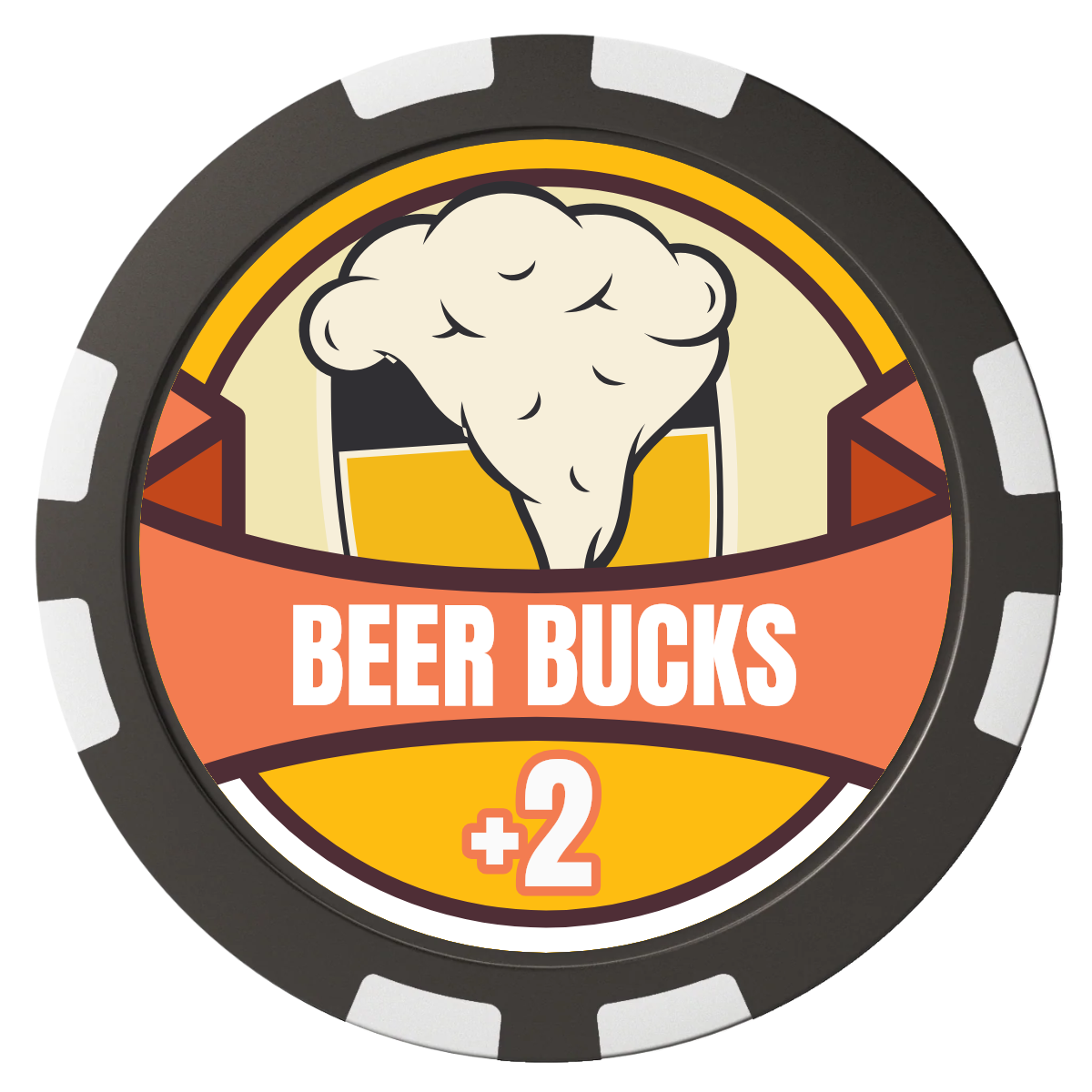 Banner Brew Composite Poker Chips - Black / 8 Stripe - Front