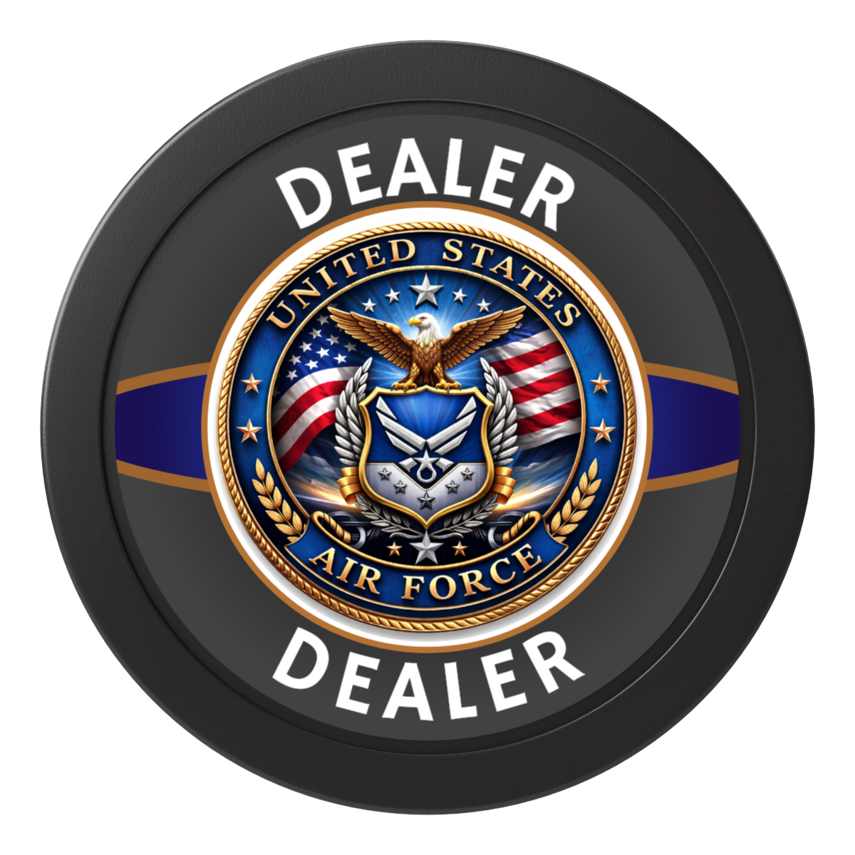 Air Force 2" Composite Dealer Button - Black - Front