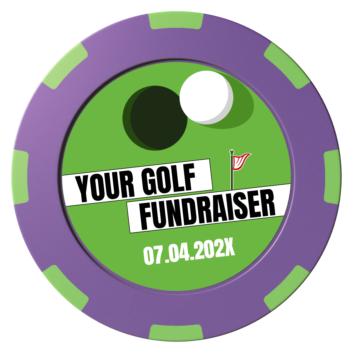 Putting Around Tournament Clay Poker Chips - Purple / 8 Spot (2 Tone) / 40mm - Front