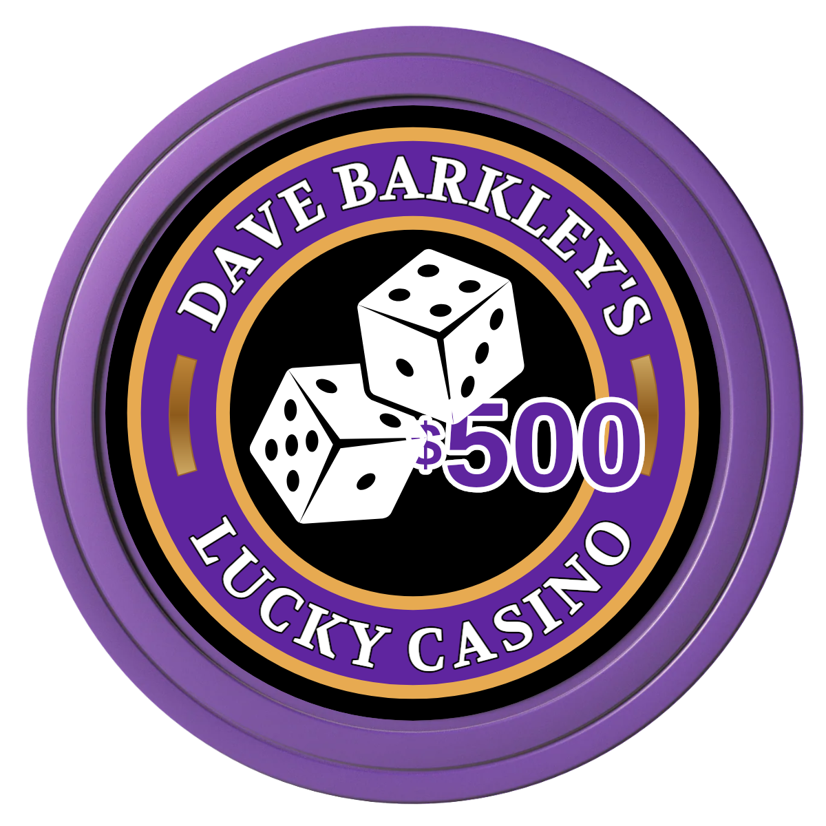 Dave's Lucky Casino Composite Poker Chips - Purple / Solid - Front