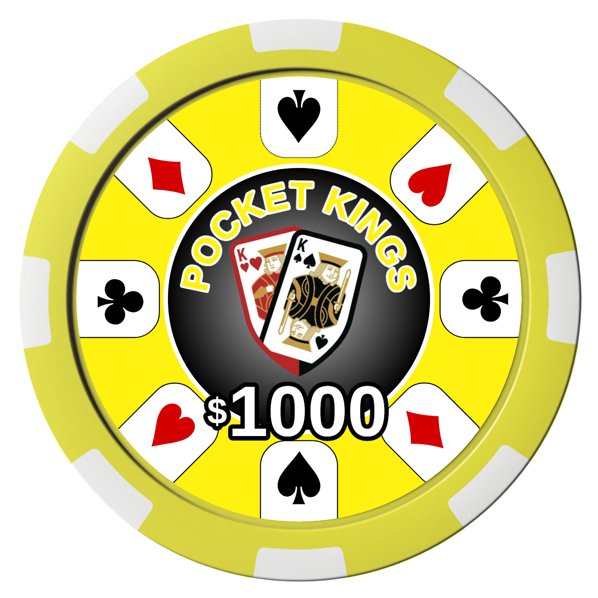 Pocket Kings Composite Poker Chips - Yellow / 8 Spot - Front