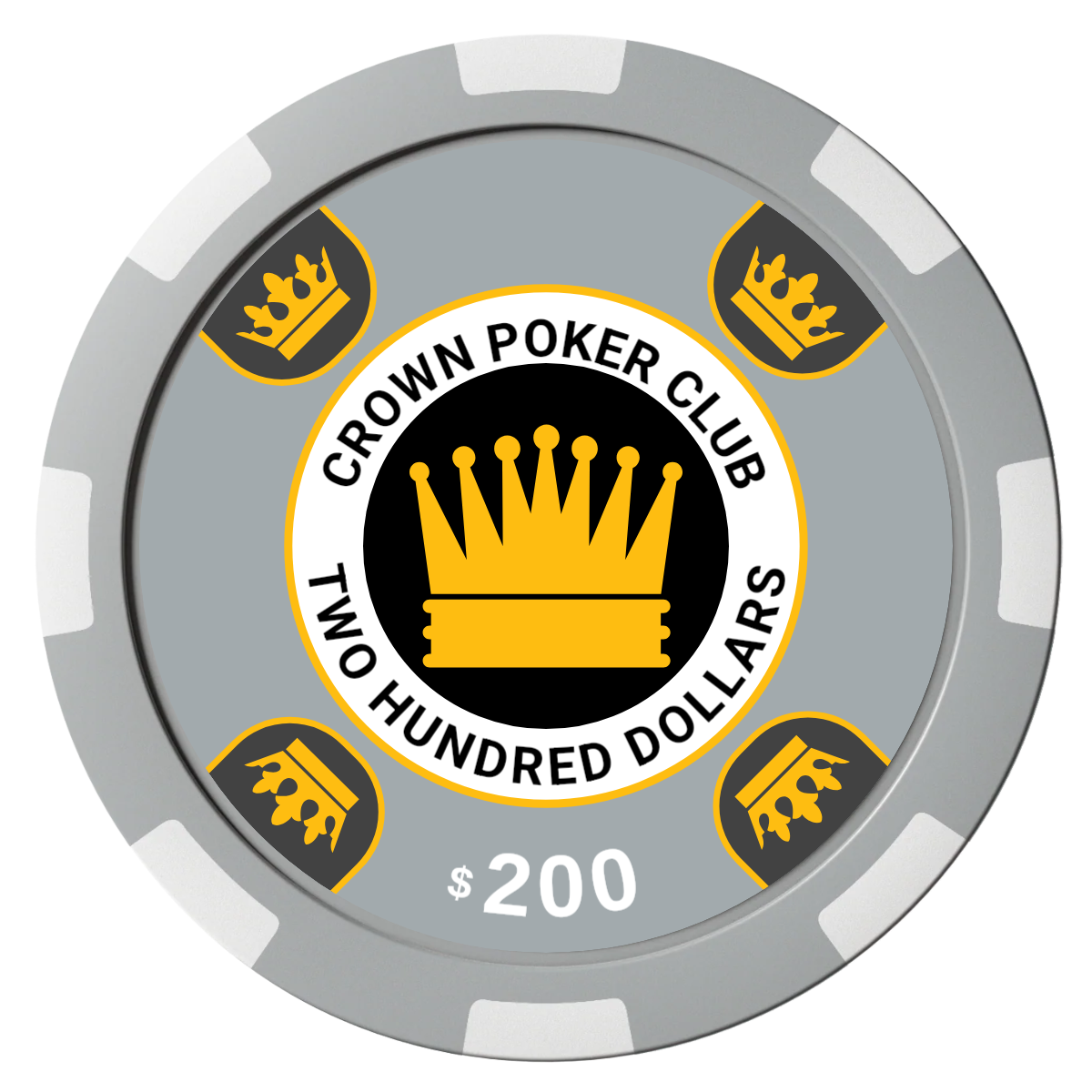 Crown Card Room Composite Poker Chips - Gray / 8 Spot - Front