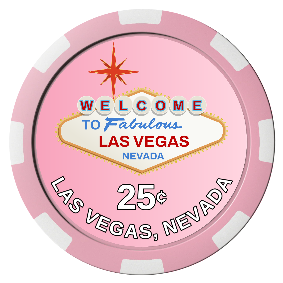 Vegas Sign Composite Poker Chips - Pink / 8 Spot - Front