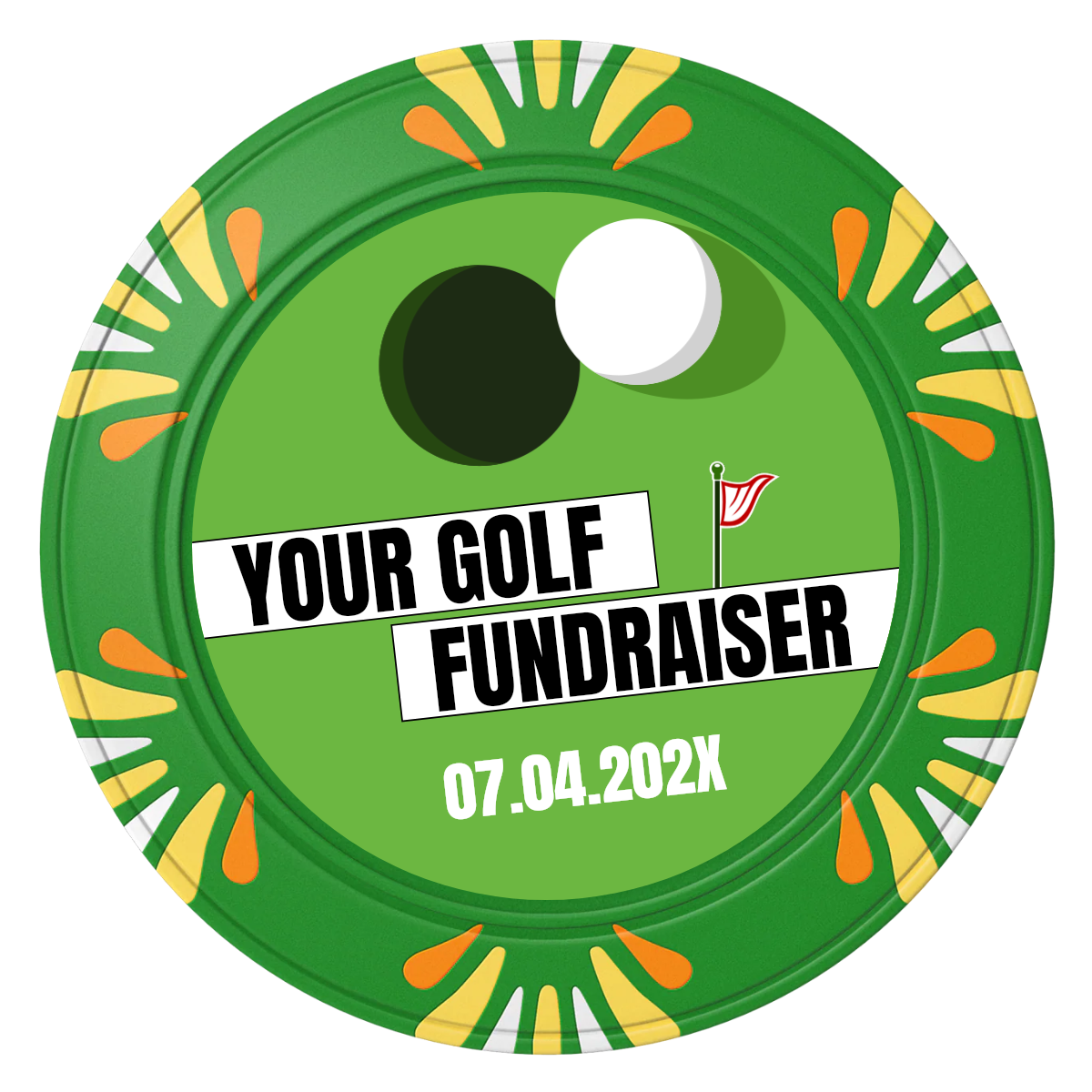 Putting Around Tournament Clay Poker Chips - Green / Macau / 40mm - Front