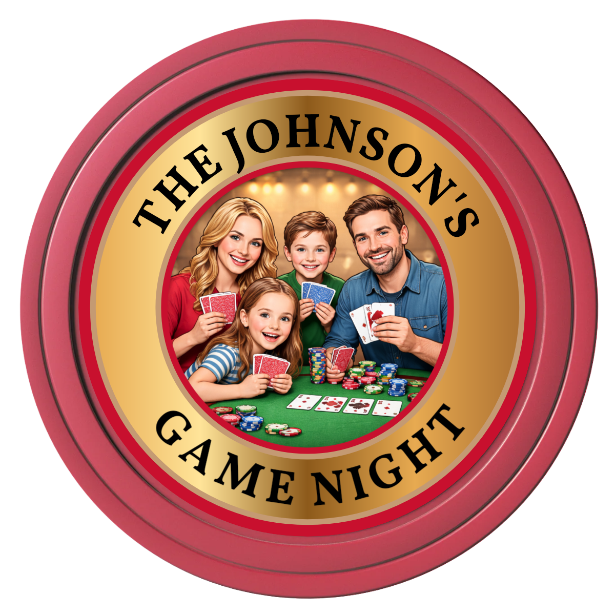 Family Game Night Composite Poker Chips - Red / Solid - Front