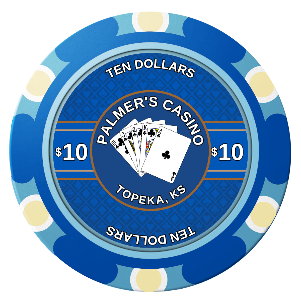 Palmer's Casino Clay Poker Chips - Blue / Monte Carlo / 40mm - Front