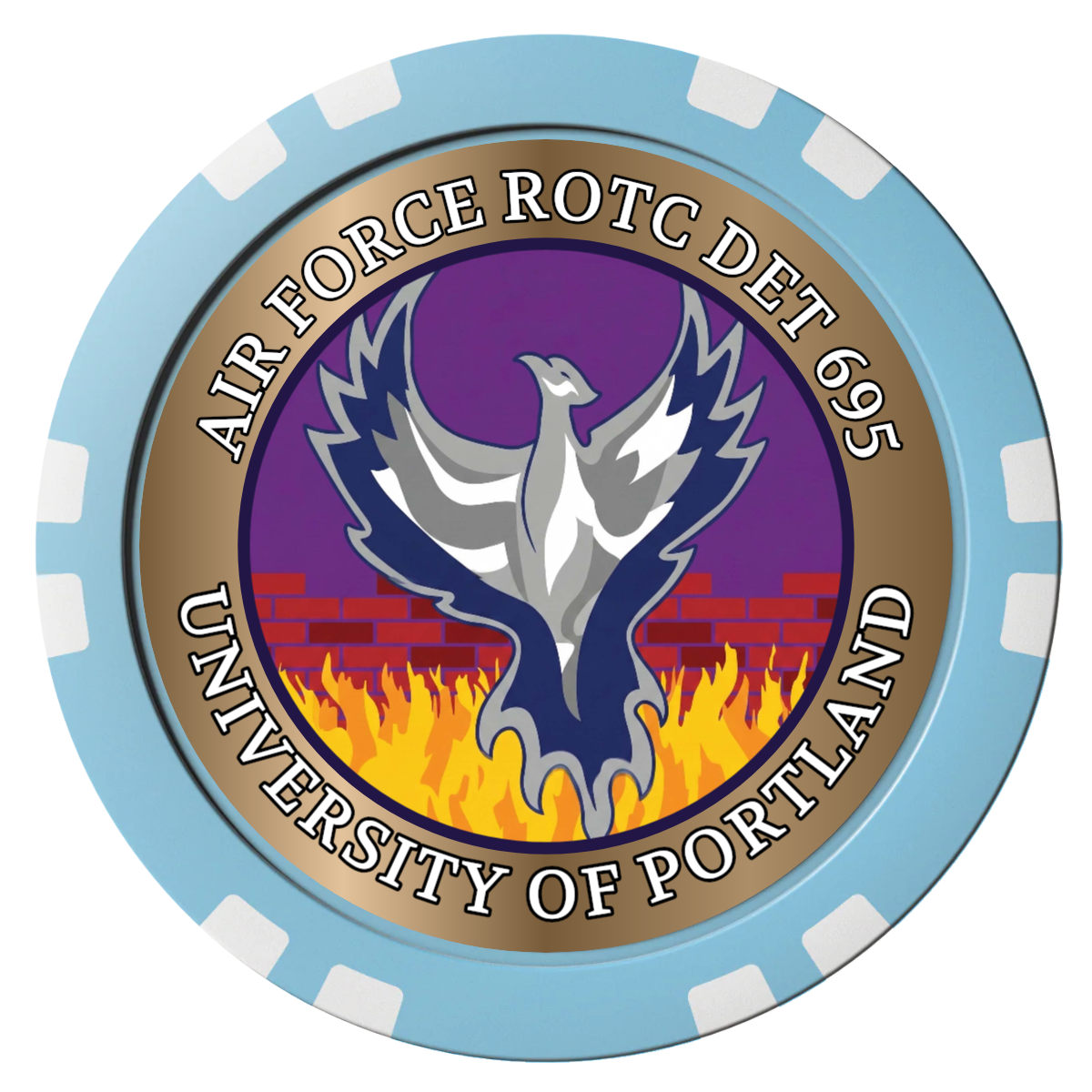 Air Force ROTC Det 695 Composite Poker Chips - Light Blue / Double Stripe - Front