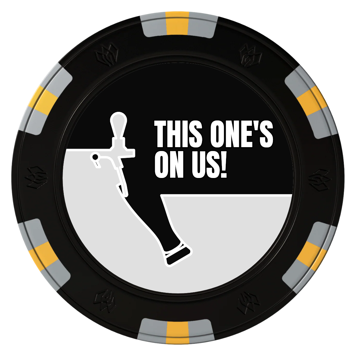 I'd Tap That Clay Poker Chips - Black / 6 Spot Gem / 40mm - Front