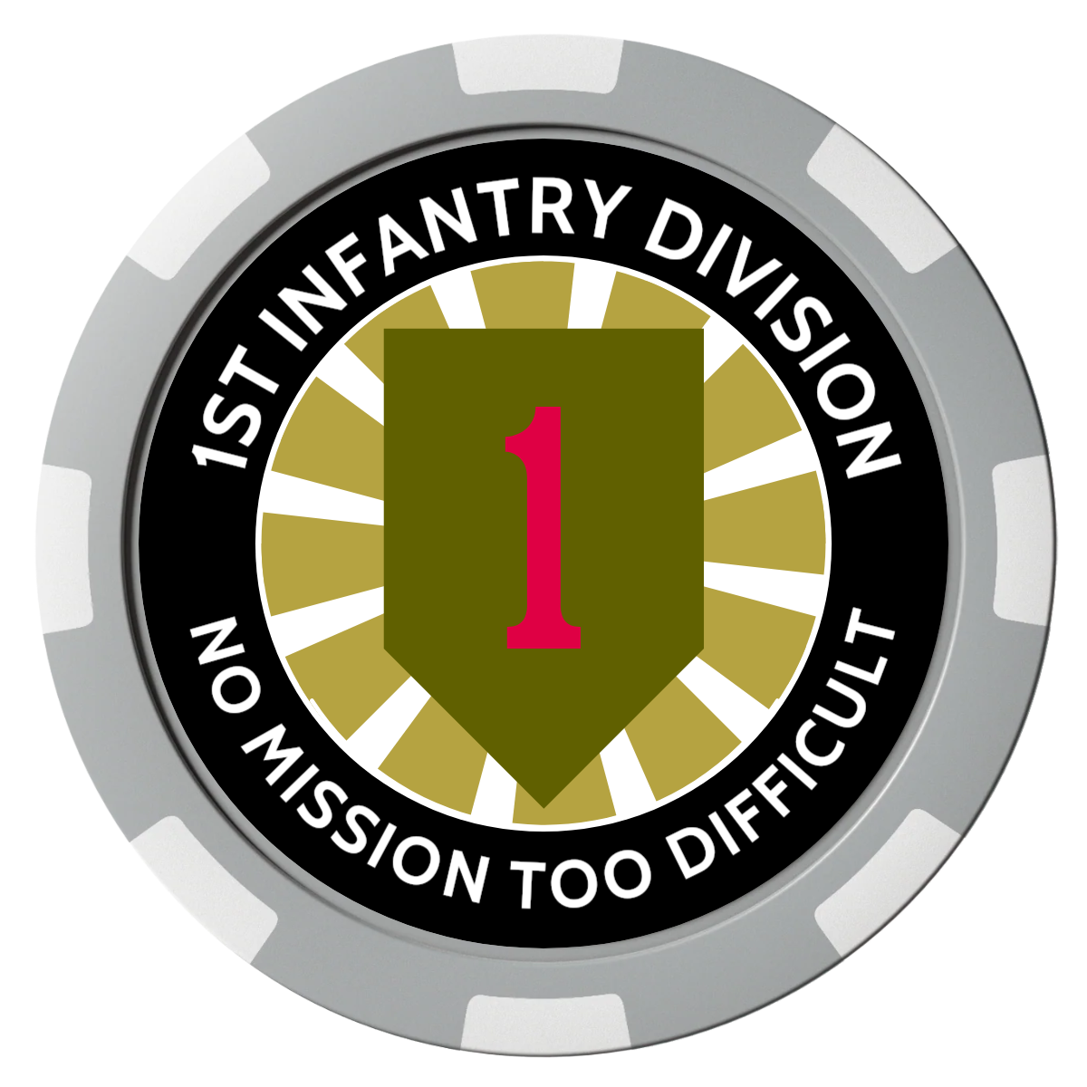 1st Infantry Division Composite Poker Chips - Gray / 8 Spot - Front